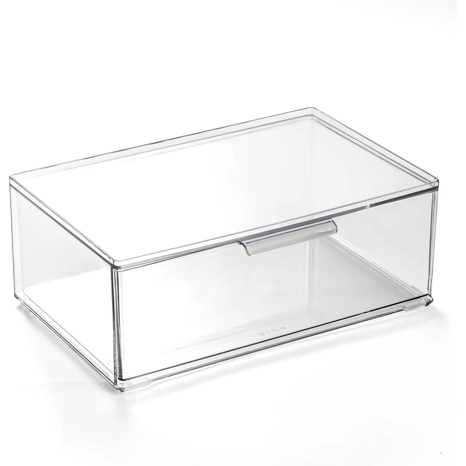 Clear Stackable Storage Drawers, Large with Built-In Handles, Durable Plastic Modular Organizer Drawer Acrylic