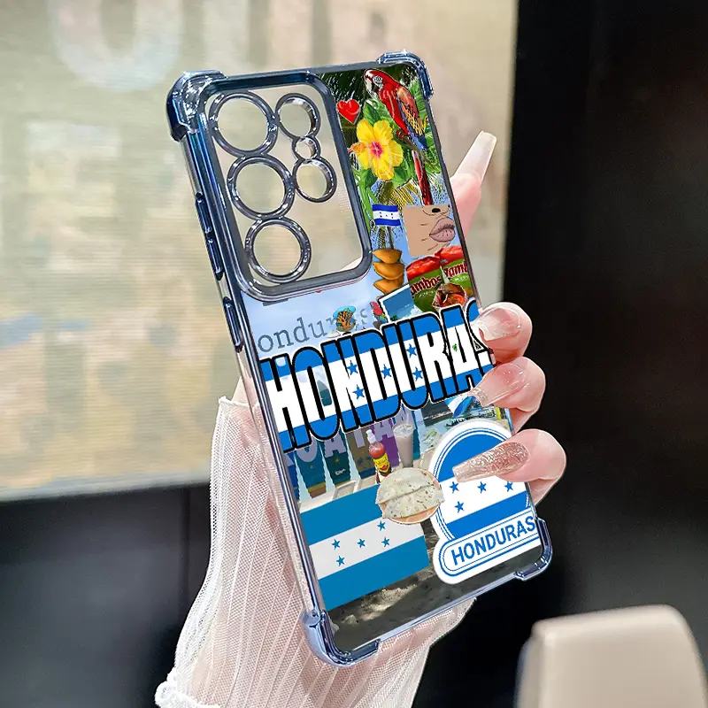 Compatible with Samsung Galaxy S26 S23 Ultra S24 Plus S25 S22+ Edge Phone Case Honduras Essence Collage Clear Protective Four Corners Air Cushion Anti-drop Shockproof Cellphone Casing