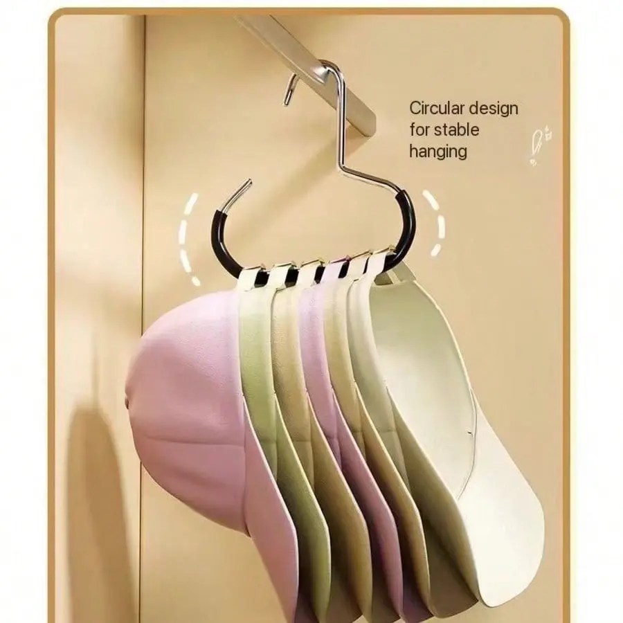 5 Stainless Steel Hat Hangers Organizer, Non-Slip Round Hooks for Hats, Socks, Scarves, Underwear, Space-Saving Closet Storage Solution, Space Saver Hangers