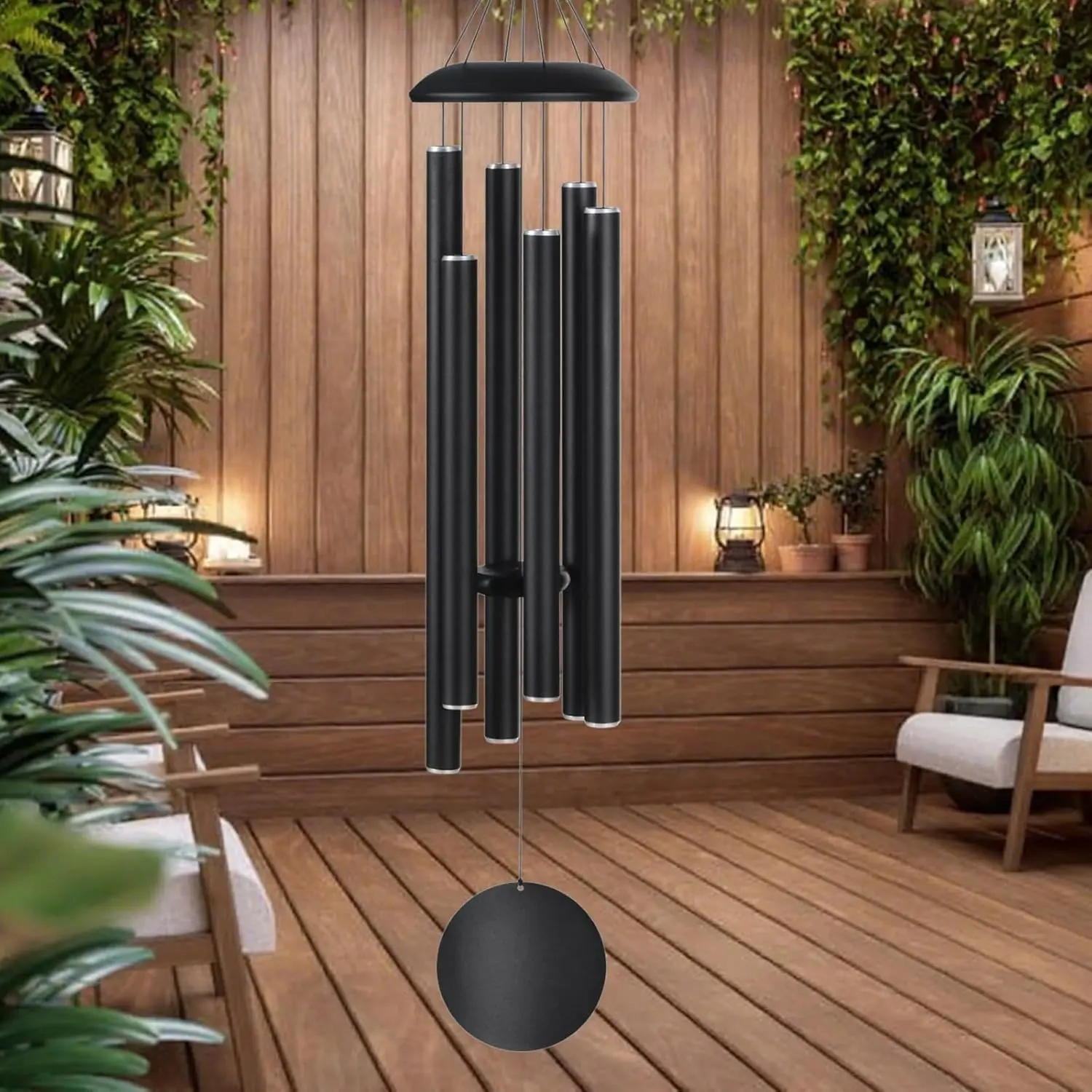 48-in Bronze Durable Weather-Resistant Large Deep Tone Wind-Powered Chimes, Elegant Design Outdoor Sympathy Memorial Gifts, 6 Heavy Tuned Tubes for Garden Balcony, Housewarmings Anniversaries