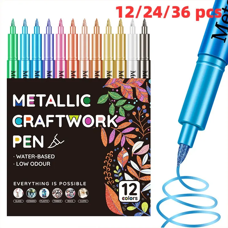Colorful Metal Pen Brush Head Signatures, DIY Album Highlighter, 12/24/36 Colors, Craft Pens, Signature Pencils, Card Marker