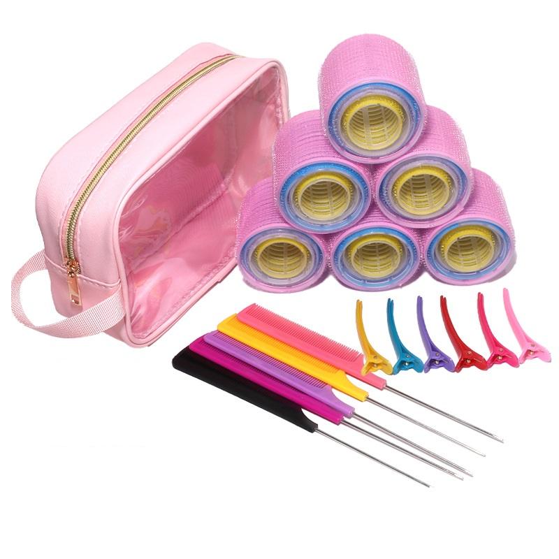 Self-adhesive Hair Curlers Set, No Heat Magic Velcro Curling Tools, Air Bangs Styling for Travel, Portable Lightweight Heatless Hair Accessories, Hair Rollers