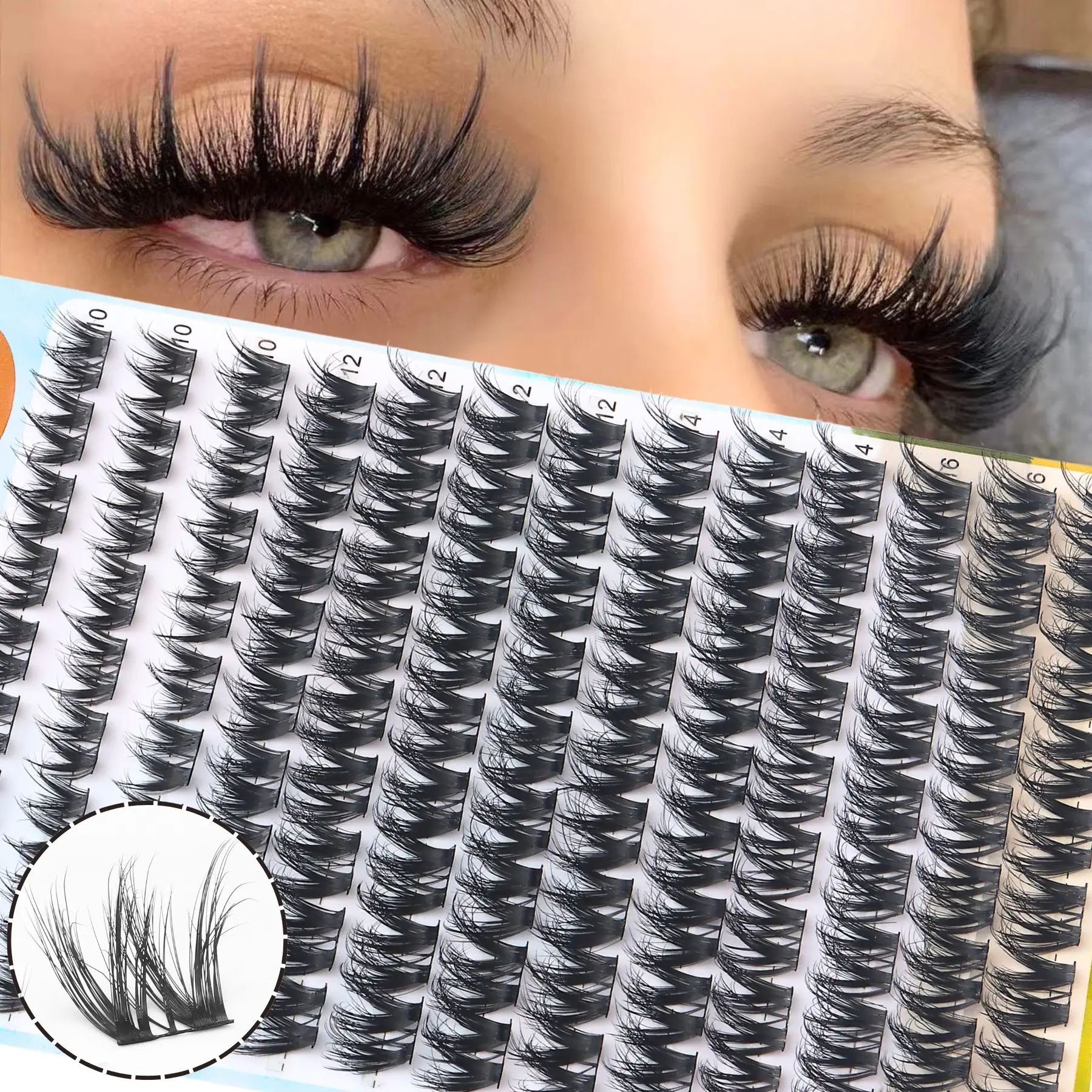 Wispy Fluffy Fox Eye Wing Lash Clusters 117Pcs Mixed 10-16mm Length, Pre-Segmented No Trim Reusable Individual Lashes, Easy DIY False Eyelashes for Beginners Natural Lifted Eye Look, Cosmetic False Lashes