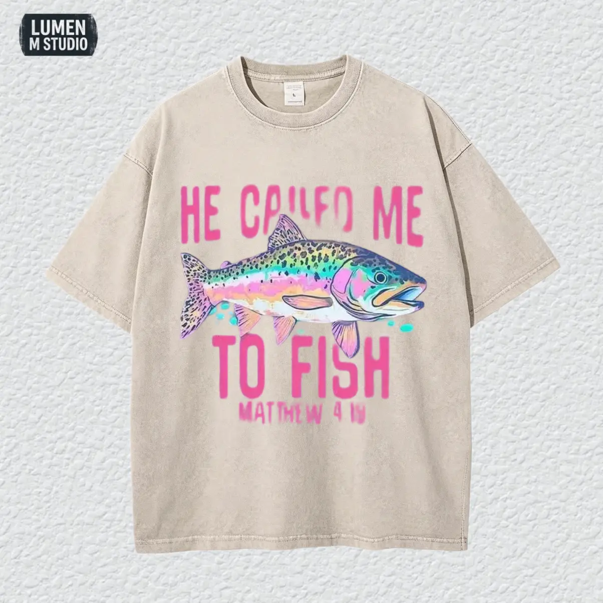 [ LM Studio ] Snow Wash Graphic Tee - Oversized Streetwear T-Shirt, Drop Shoulder Y2K Retro Top, Unisex [ ID005 ]