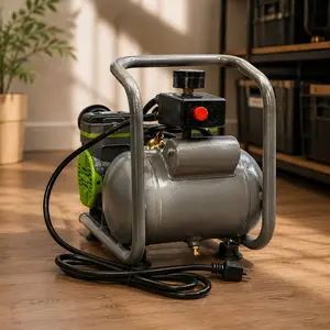 1.5HP Oil-Free Quiet Portable Air Compressor, 2 Gallon Tank, 110V Low Noise Pump for Garage Workshop Tire Inflation Spray Painting Nail Guns Airbrushing, Iron Plastic Green/Grey Options