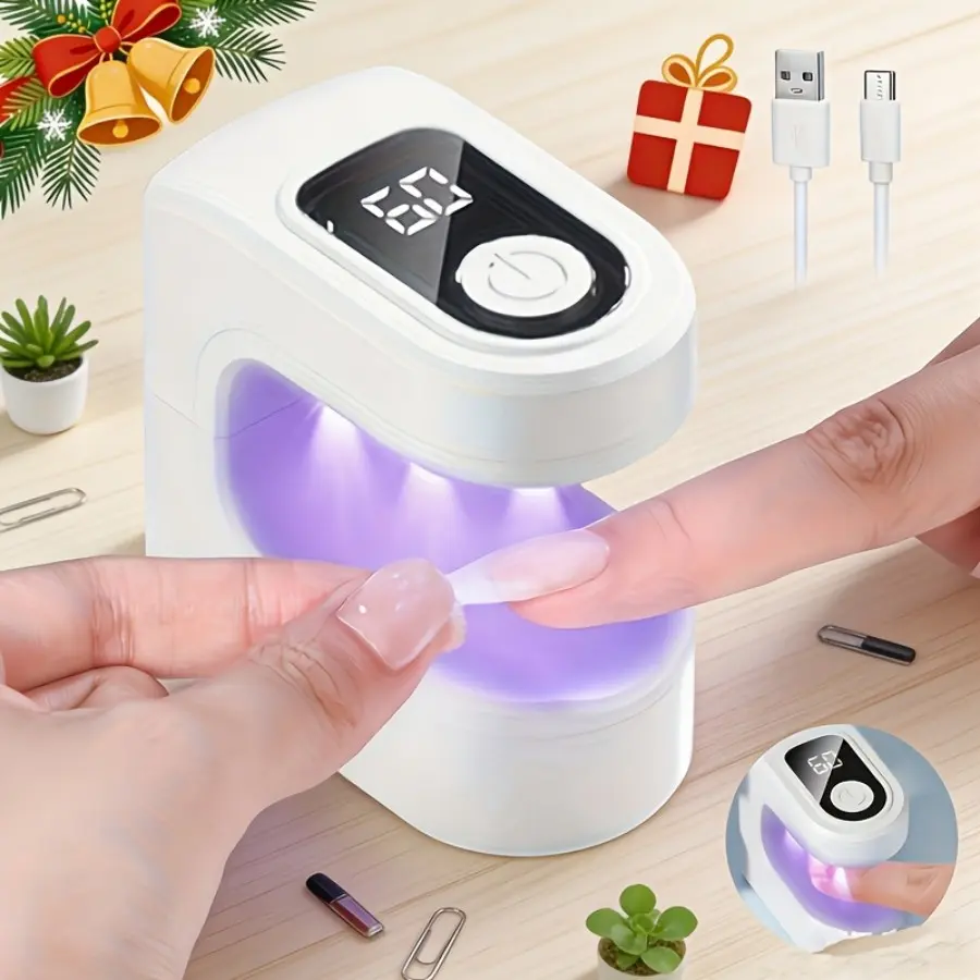 Portable mini nail lamp, wireless UV phototherapy lamp.Three light sources are quick-drying and not black-handed, USB charging 300mAh for 90 minutes of battery life, pocket-sized with UV/LED universal dormitory/travel/home DIY nail art artifact