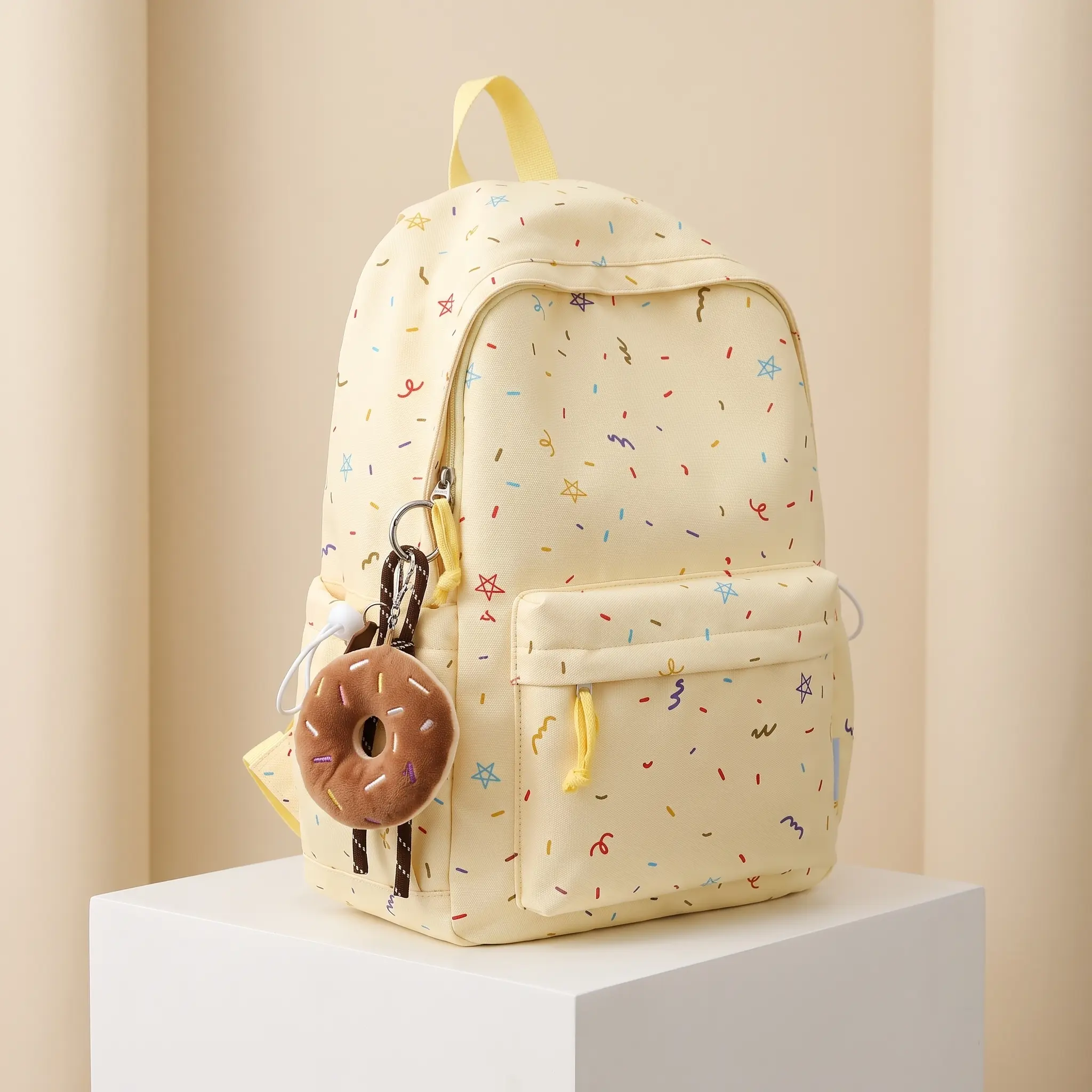 Cute Donut-Shaped Backpack, Waterproof Nylon, Lightweight, 20-35L Large Capacity, Fits 14-Inch Laptop, Unisex School & Daily Travel Essential Bag