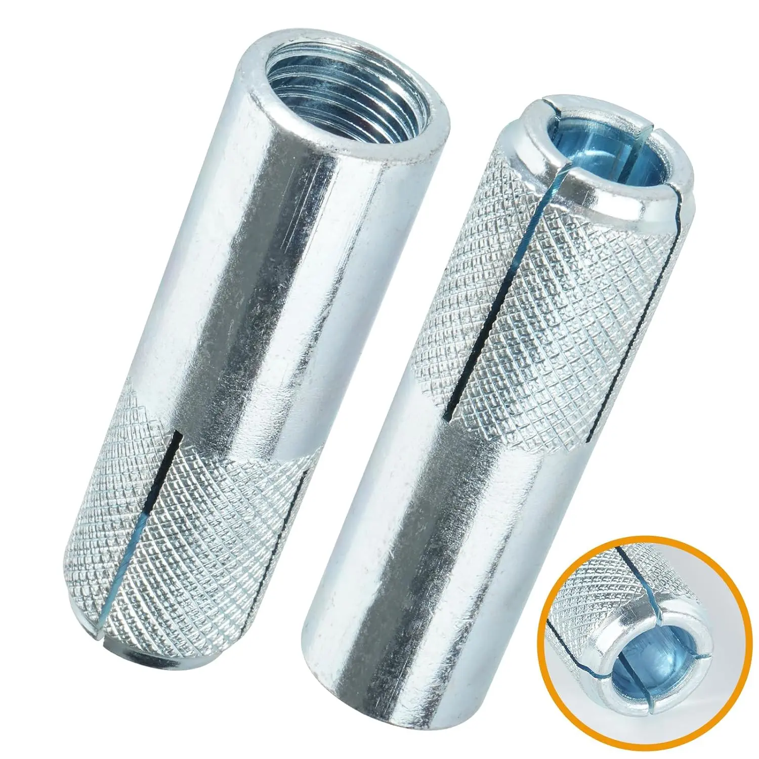 4 count Drop-in Anchors 1/2 Inch Zinc-Plated for Concrete, Secure Mounting, Industrial-Strength, Easy Installation -  for , Construction, and Outdoor Applications