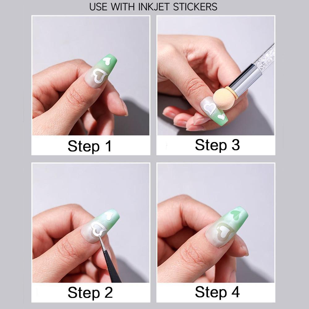 Professional Nail Sponge Brush Set - 4 Replaceable Heads, Multi-Functional Blending Tool, Skin-Friendly Latex for Smooth Gradients, Durable Design, Quick-Change System, Ideal for DIY Gradient Nails, Hypoallergenic, Portable Dust Cover