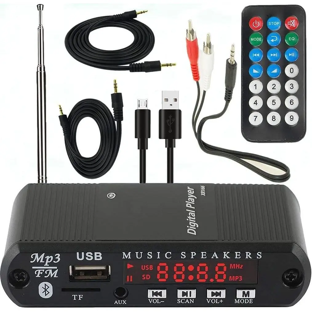 Audio Receiver FM Radio,MP3 Digital Player,LED 4-Digital Display,SD Card/USB Playback 3.5mm Audio Output(Black)