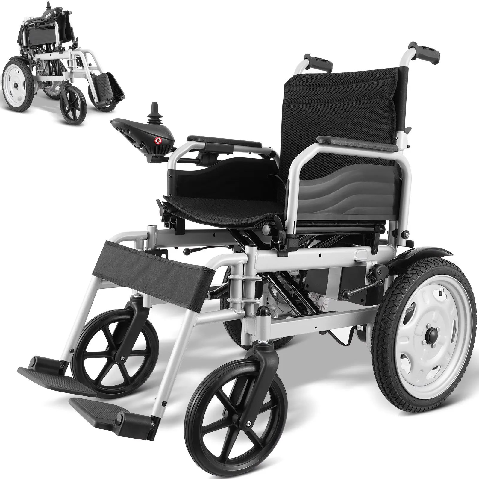 VEVOR Electric Wheelchair Mobility Aid for Adults, 265 lbs Weight Capacity, 17.5in Width Lightweight Compact Fold Motorized Chair, 12.5Miles Range All Terrain Shockproof Tires, Adjustable Backrest