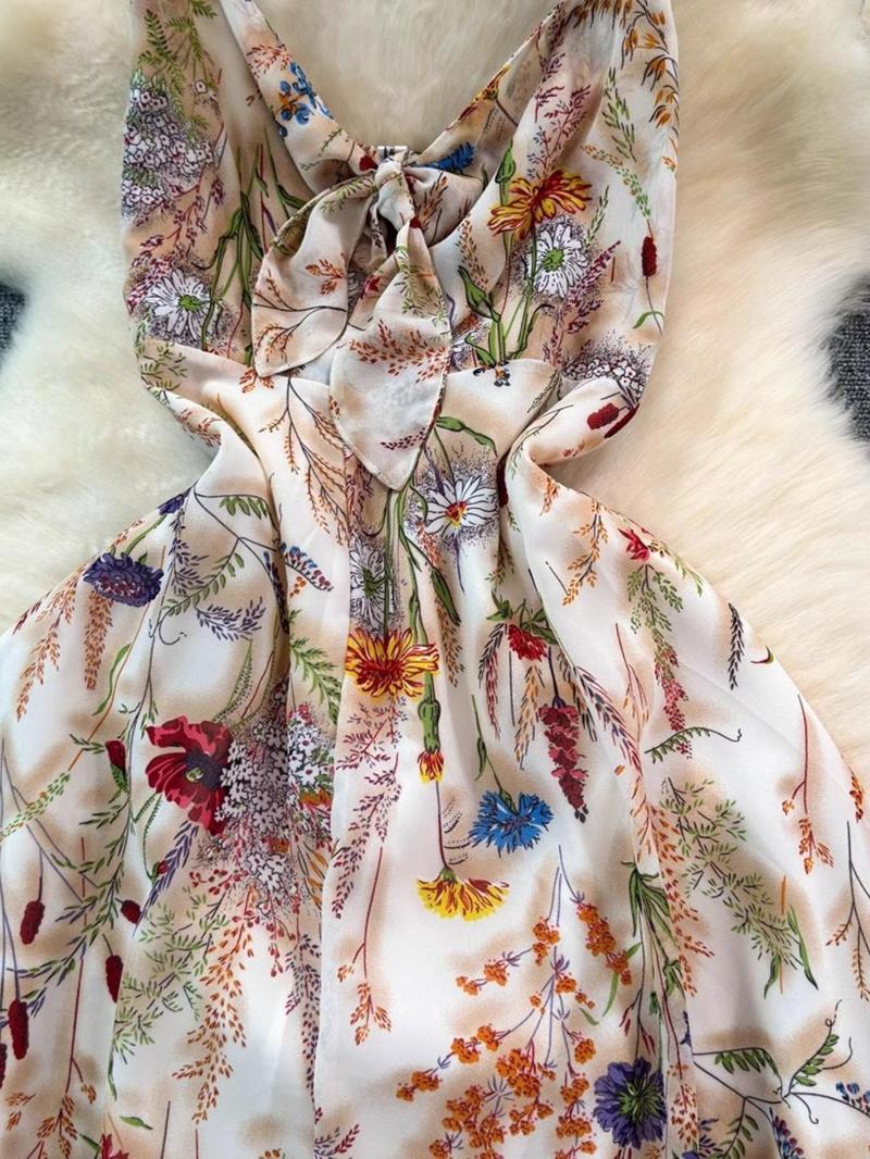 Women's Boho Floral-Print Cami Dress, Fashion Casual A-Line Dress for Beach Holiday Vacation, Perfect for Summer