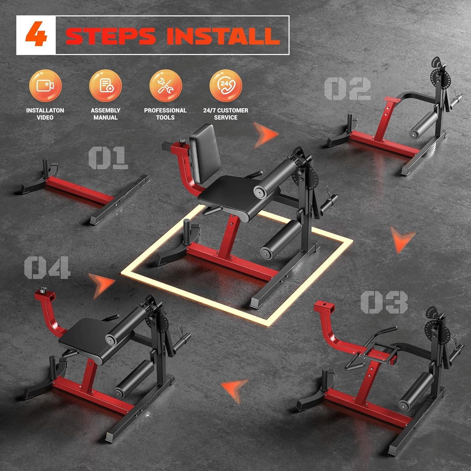 SUNDAY MIRTH Leg Extension and Curl Machine, 4 in 1 Lower Body Workout Machine, Adjustable Leg Curl Machine with Plate Loaded, Leg Extension Machine with Exercise Bench, Home Gym Weight Machine