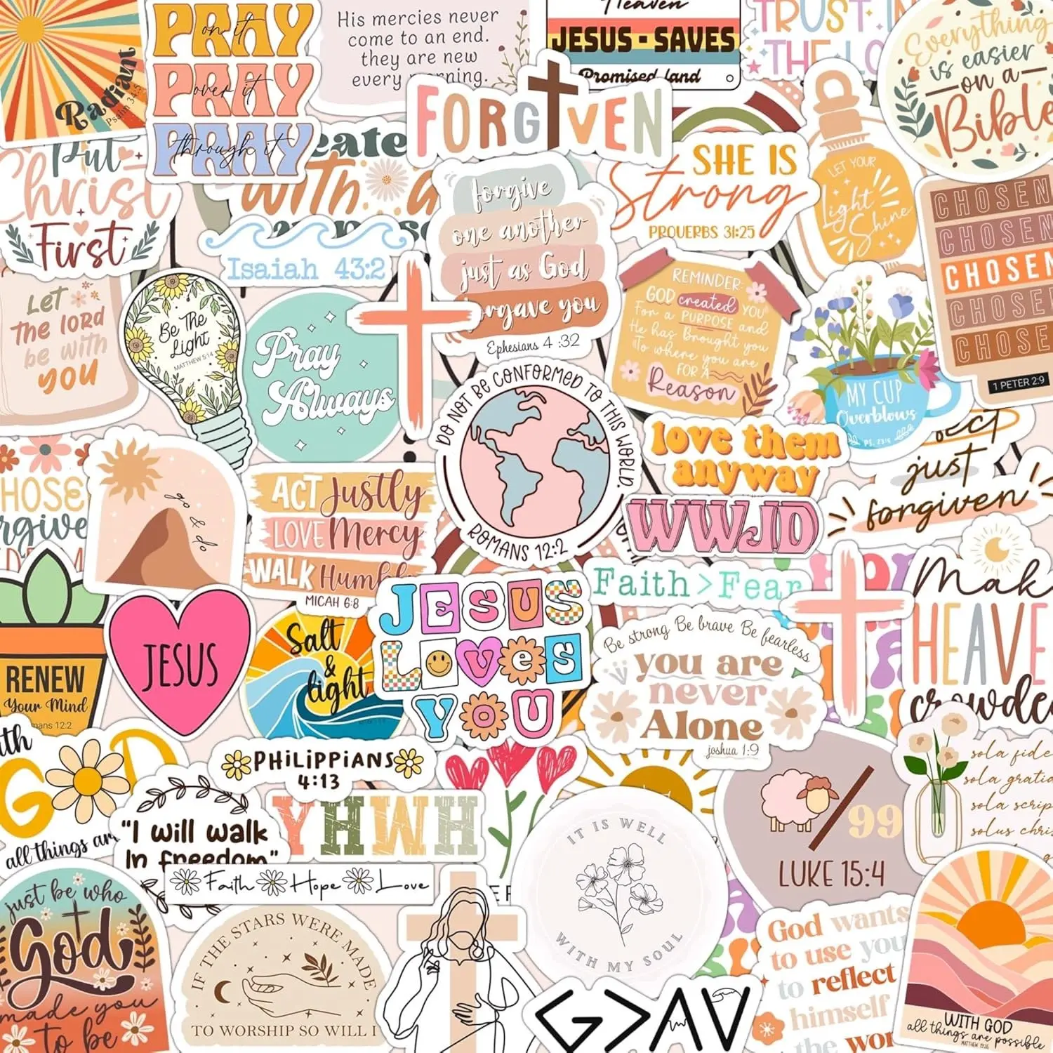225 PCS Christian Bible Verse Stickers – Inspirational Journaling & Study Stickers for Water Bottles, Laptops, Notebooks & Scrapbooking – Waterproof