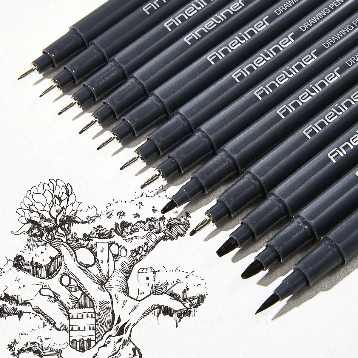 Fine Liner Drawing Pen Set, Waterproof Ink Pens with Multiple Nib Sizes for Sketching & Calligraphy, Ideal Supplies for Art Students, Art School Supplies, Art Materials, Artist Supplies
