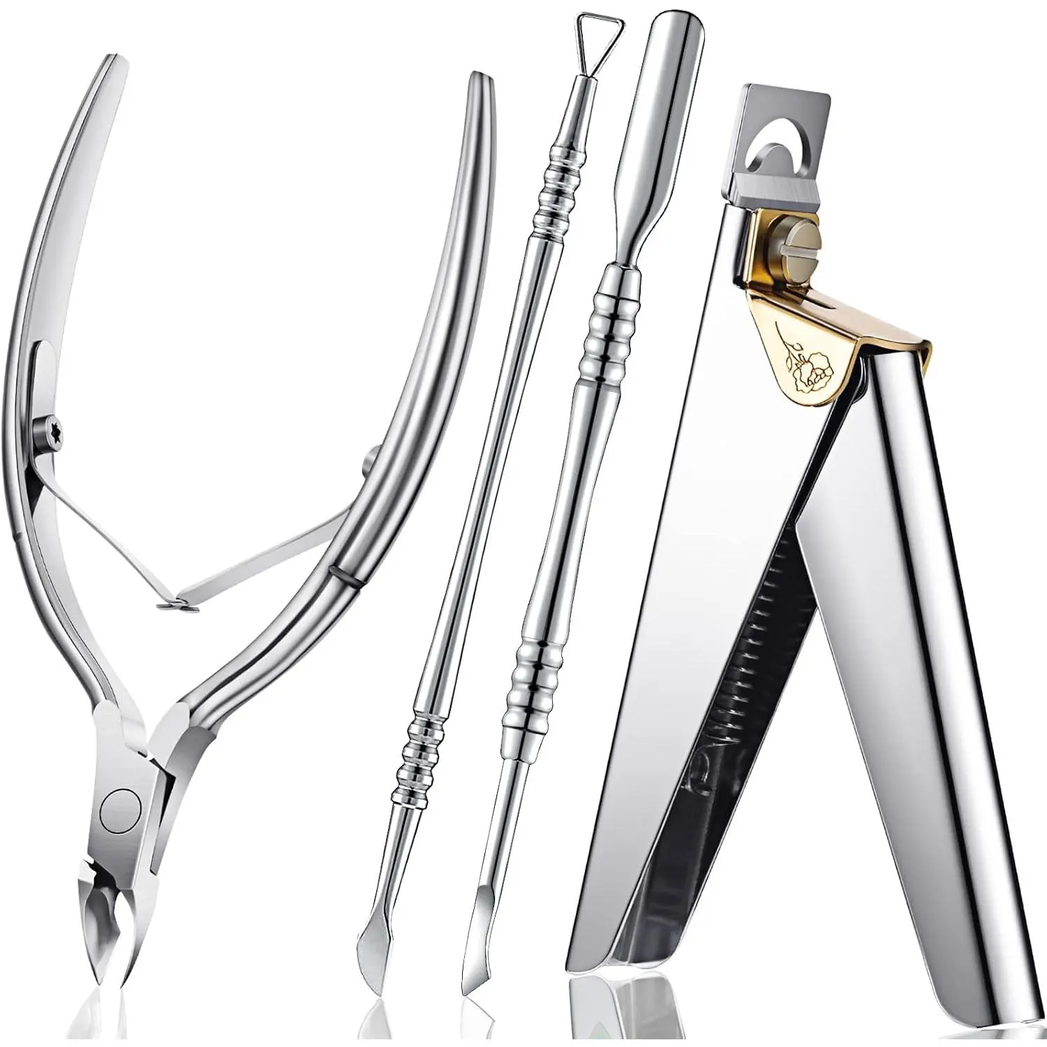 Mudder Acrylic Nail Clippers Kit False Nails Tips Cutter Professional Cuticle Trimmer Nipper Cutter Pusher Remover Stainless Steel Manicure Pedicure Art Tools Set Salon Home(Silver),Silicone,Practice,rhinestone,picker,rechargeable,electri,colo,smooth,foot