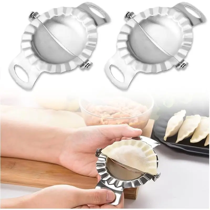 2 Pack Dumpling Maker - Stainless Steel Dumpling Wrappers - Dough Cutter Dumpling Mold for Dumpling Ravioli Cooking Tool (2 Pack)