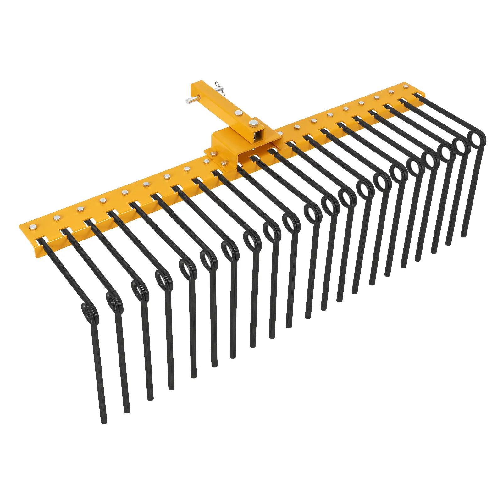 Pine Straw & Landscape Rake, Heavy-Duty Steel Tow-Behind Rake with 21 Spring Tines, Fits 2-Inch Receiver for Lawn Tractors, ATV & UTV, Ideal for Dethatching and Ground Leveling