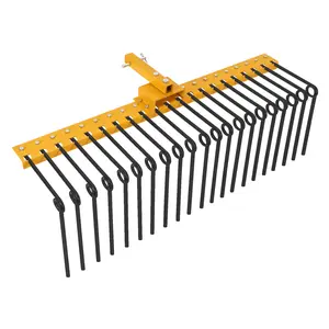 Pine Straw & Landscape Rake, Heavy-Duty Steel Tow-Behind Rake with 21 Spring Tines, Fits 2-Inch Receiver for Lawn Tractors, ATV & UTV, Ideal for Dethatching and Ground Leveling