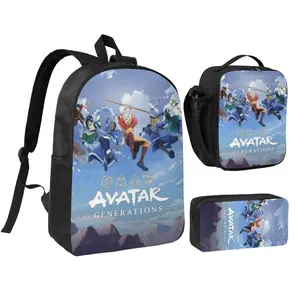 Anime Avatar The Last Airbender1 backpack with lunch bag pencil box for Teen Girls Boys, 3pcs kids school bag with adjustable straps, office travel bag Bookbag lunchbox