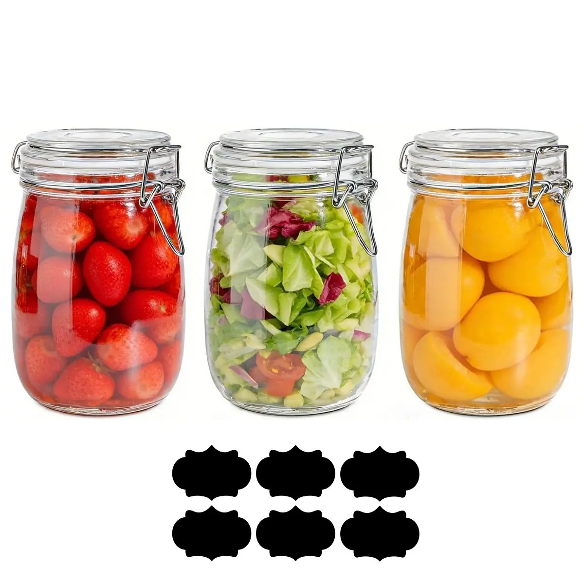 3-Pack Sealed Storage Jars, 34oz Transparent Airtight Glass Containers, Wide Mouth Glass Jars for Sugar, Tea, Cookies, Kitchen Essentials, Clear Storage Containers