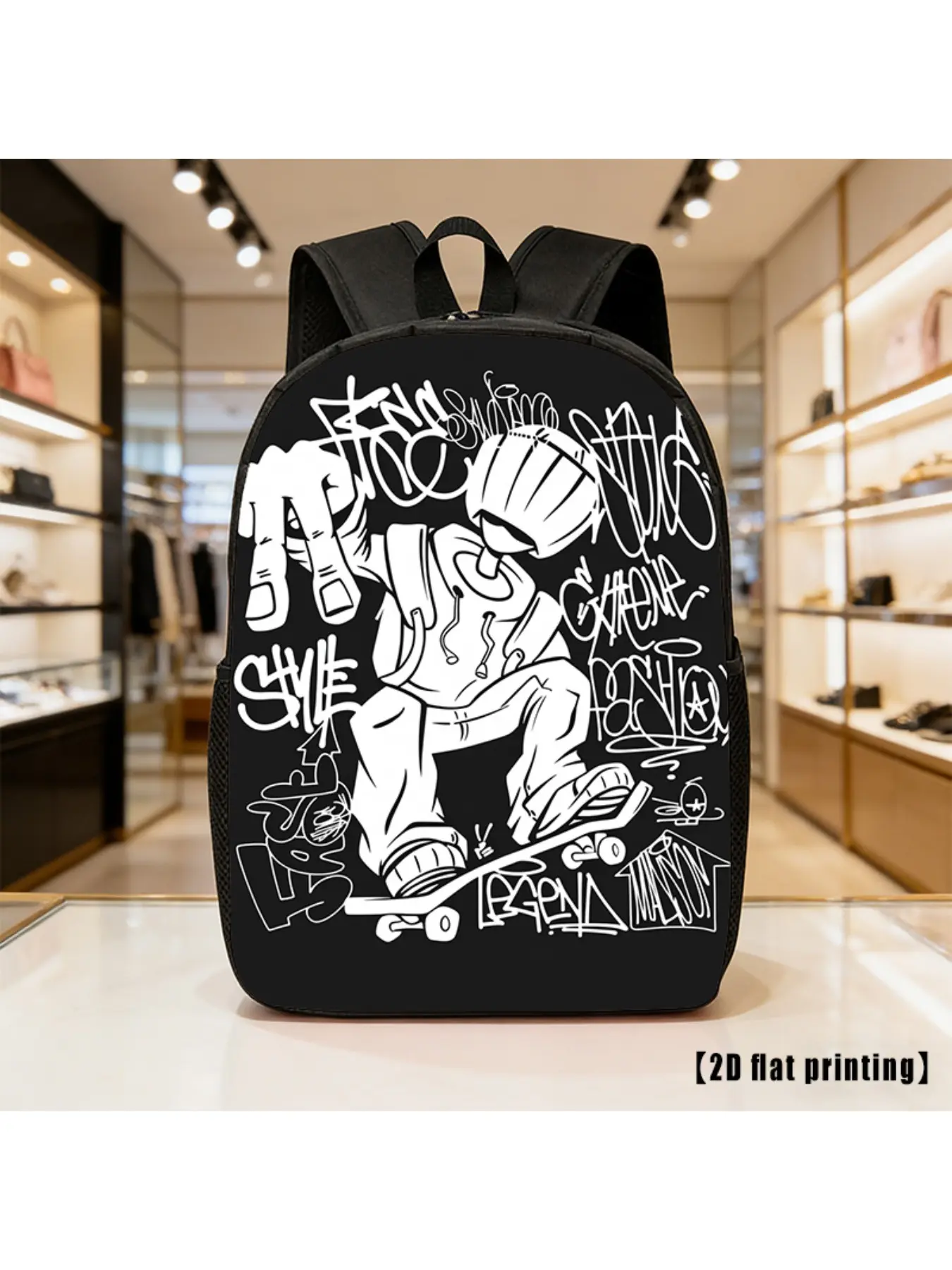 A Cartoon-Themed Skateboard Backpack That Is Lightweight And Spacious, Designed for Both Genders with Adjustable Straps And Side Pockets. Perfect for Everyday Use, Commuting, And Various Activities. Great for Hiking, Climbing, And Adventures