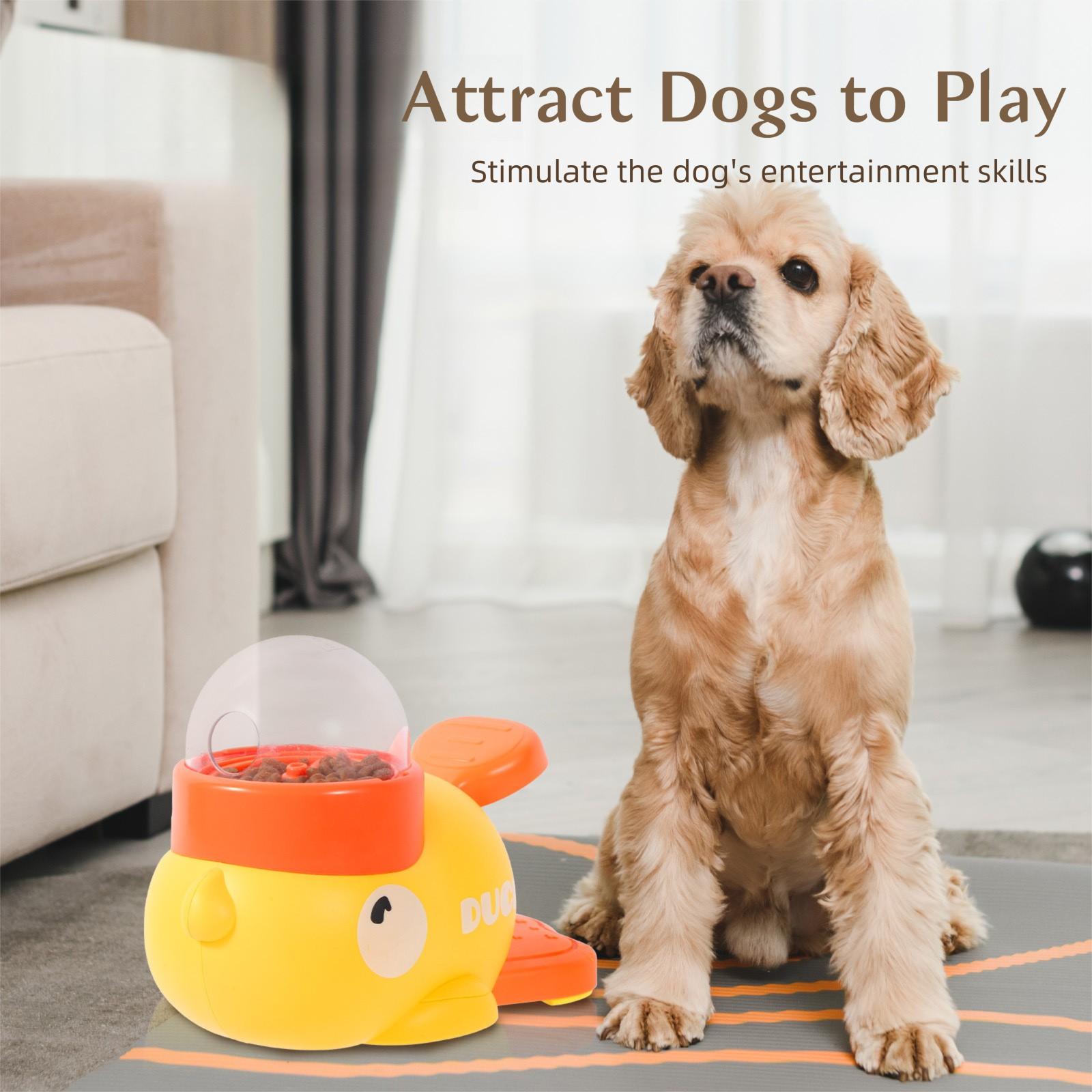 2-in-1 Duck Toy: Slow Feeder + Treat Launcher – Interactive Puzzle for Bored Pets, Freeze-Dried Compatible