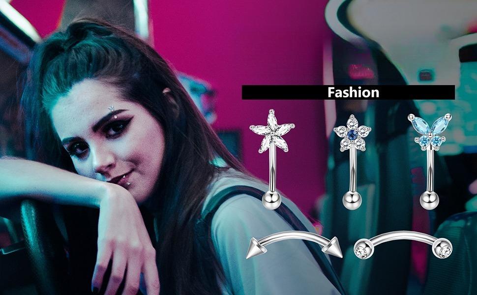 12Pcs 16G Surgical Steel Curved Barbell Set - 6/8mm Rook, Eyebrow & Vertical Lip Piercing Jewelry