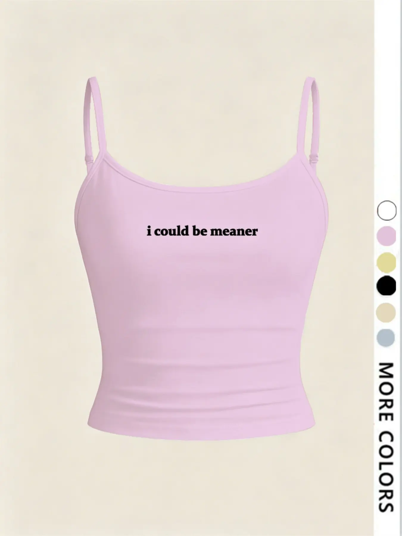 Women's Tight Camisole, 'i Could Be Meaner' Letter Print, Sweet and Spicy Sleeveless Design, Casual H-Type Silhouette, Unlined Plain Surface, Womenswear