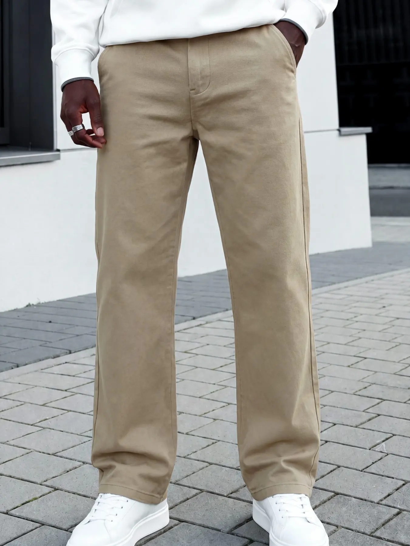 Men's Khaki Loose Casual Pants, Casual Slacks, Minimalist Straight-Leg Trousers, Everyday Streetwear Versatile Outfit