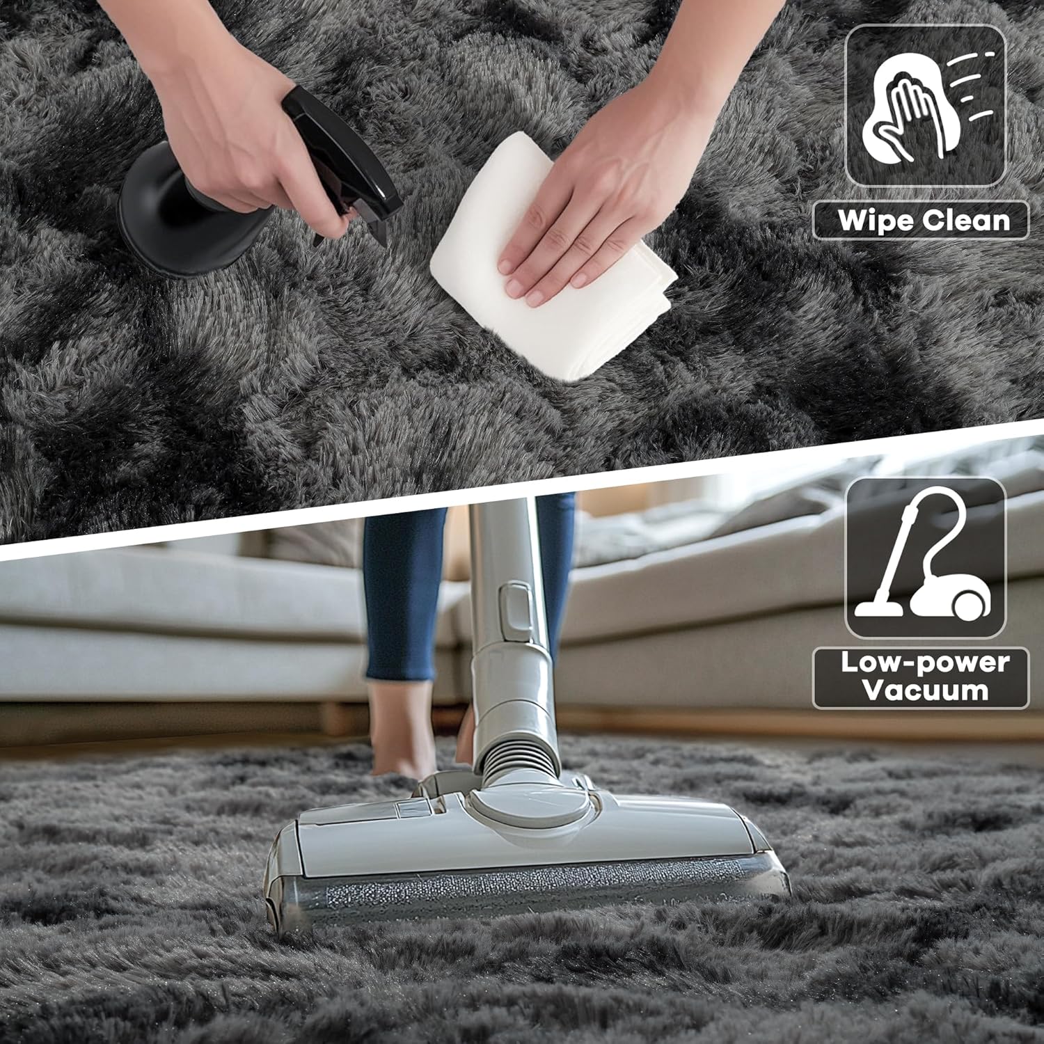 [Black Friday] Large Fluffy 8x10 Area Rugs for Living Room Bedroom,Tie-Dyed  Thick Shag Throw Rug,Big Soft Shaggy Bedside Non-Slip Plush Dorm Nursery Kids Carpet, 5x8, 6x9, 8x10 Feet, Grey, Pink, Blush,Brown,Orange, Green, Blue