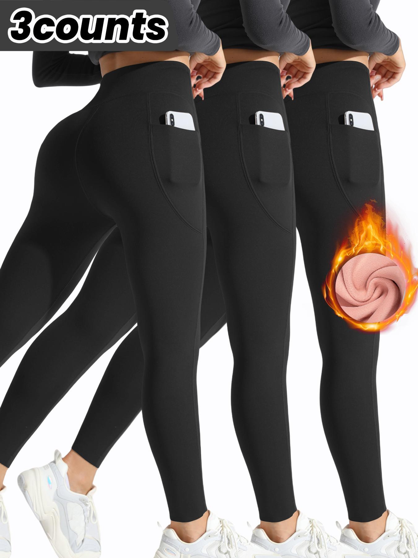 Women's High Waist Thermal Sports Leggings with Pockets, Fleece Lined, Perfect for Yoga Cycling Daily Wear, Comfortable Active Lifestyle, Scrunch Sports Leggings