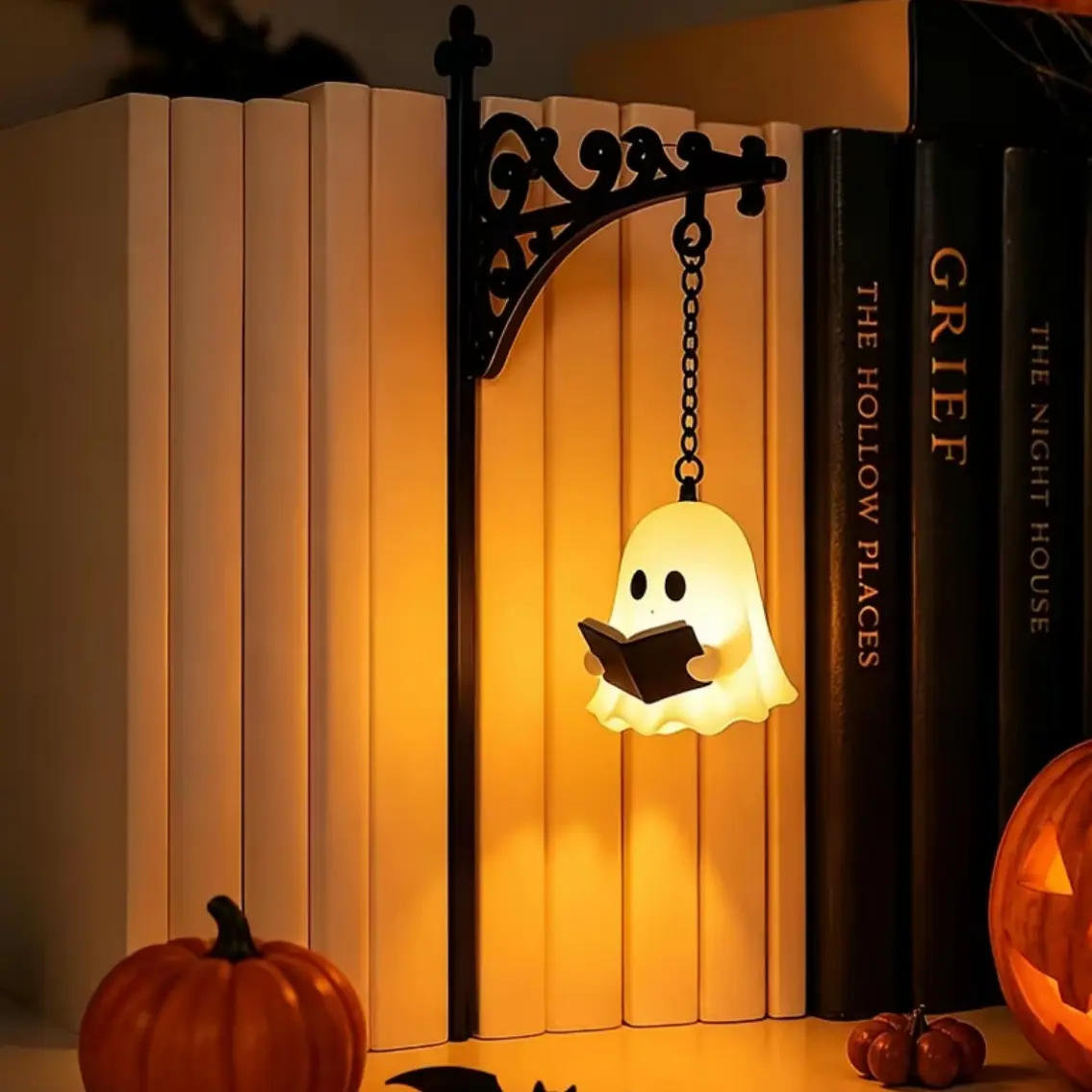 Decorative Bookshelf Lamp, Library Ghostlantern, Reading Corner LED Night Light, Metal Bookshelf Lamp, Vintage Desk Lamp, Halloween Decor