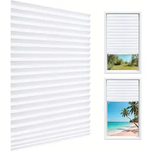 6Pcs Pleated Window Shades, No Tools No Drill Pleated Blinds with Adhesive, Free Cut Size Temporary Cordless Semi Blackout Window Cover for Bedroom Kitchen