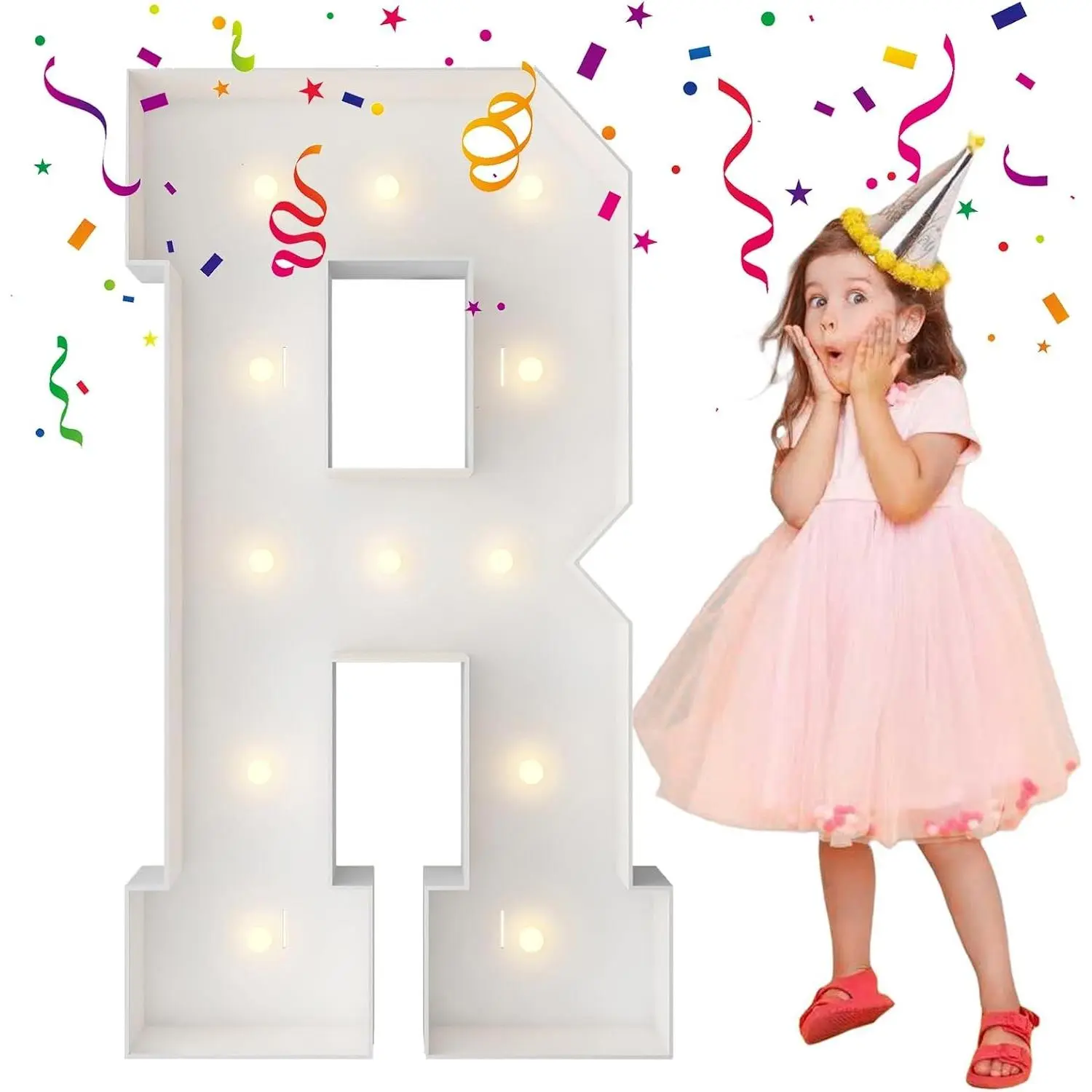 4FT Large Light Up Marquee Letter R, for Engagement Wedding Graduation Prom 2026 Birthday Party Backdrop Decor, Balloon Arch Kit Party Decoration