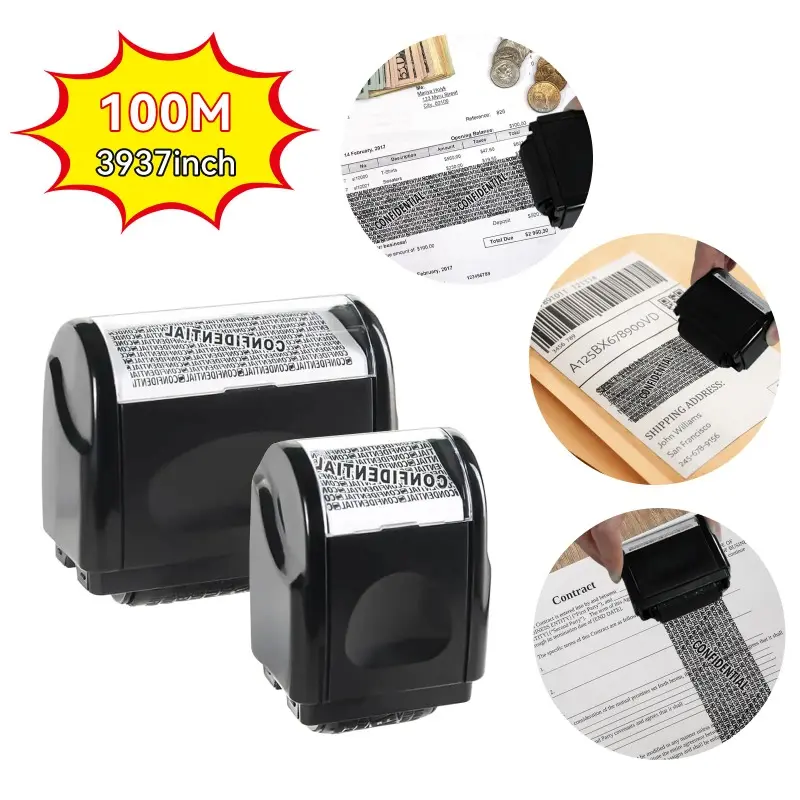 Privacy Protection Security Roller Stamp — Address & Billing Info Blocker, Home & Office Mailing Essentials 100m Long-Lasting Roll