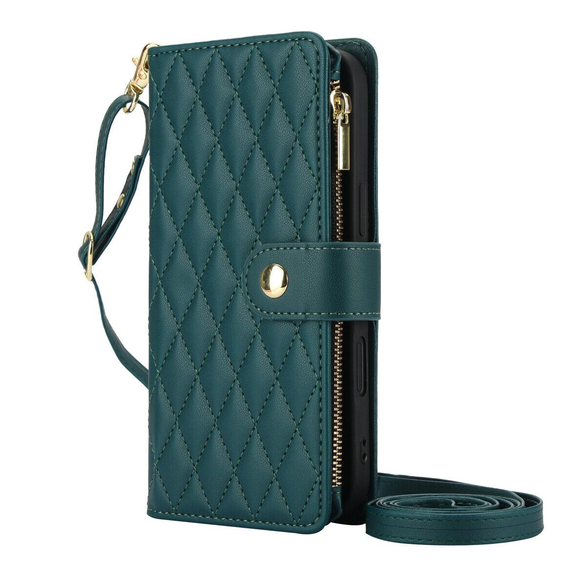 HISTORYOO For iPhone 17 Pro Max 16 15 Plus 14 13 12 Pro Wallet Case Crossbody PU Leather Cash Slot Zipper Purse with Credit Card Slot Holder Carrying Handbag Stand Phone CaseAdjustable Lanyard Detachable Strap Wrist for Women Ladies