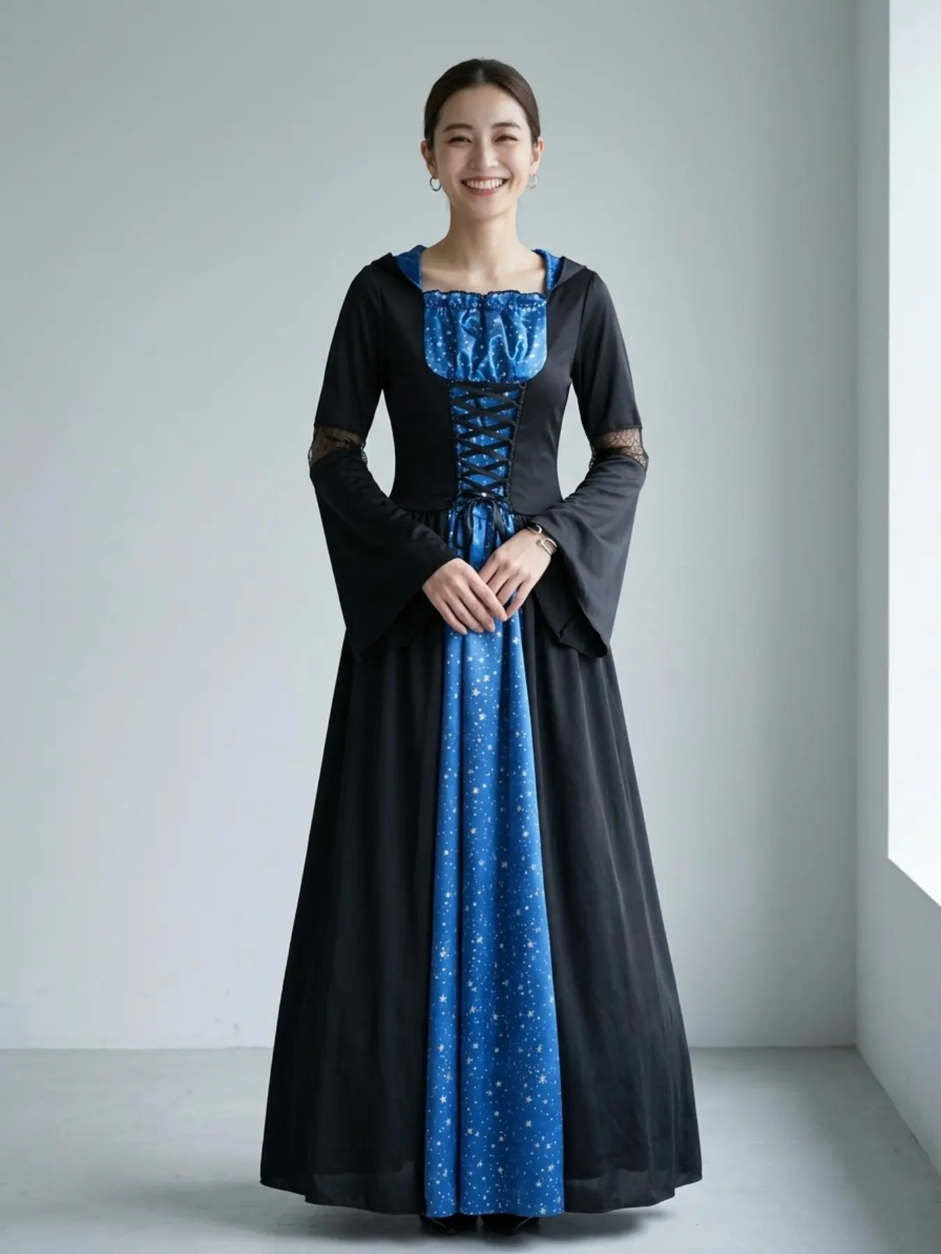 Halloween Witch Devil Costume, Long Loose-Fitting Print Dress, Unlined All-Season Performance Wear