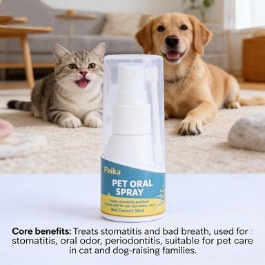 Paika Pet Oral Spray 30ml - Natural Dental Care for Cats & Dogs, Relieves Stomatitis, Freshens Bad Breath, Reduces Tartar & Periodontitis