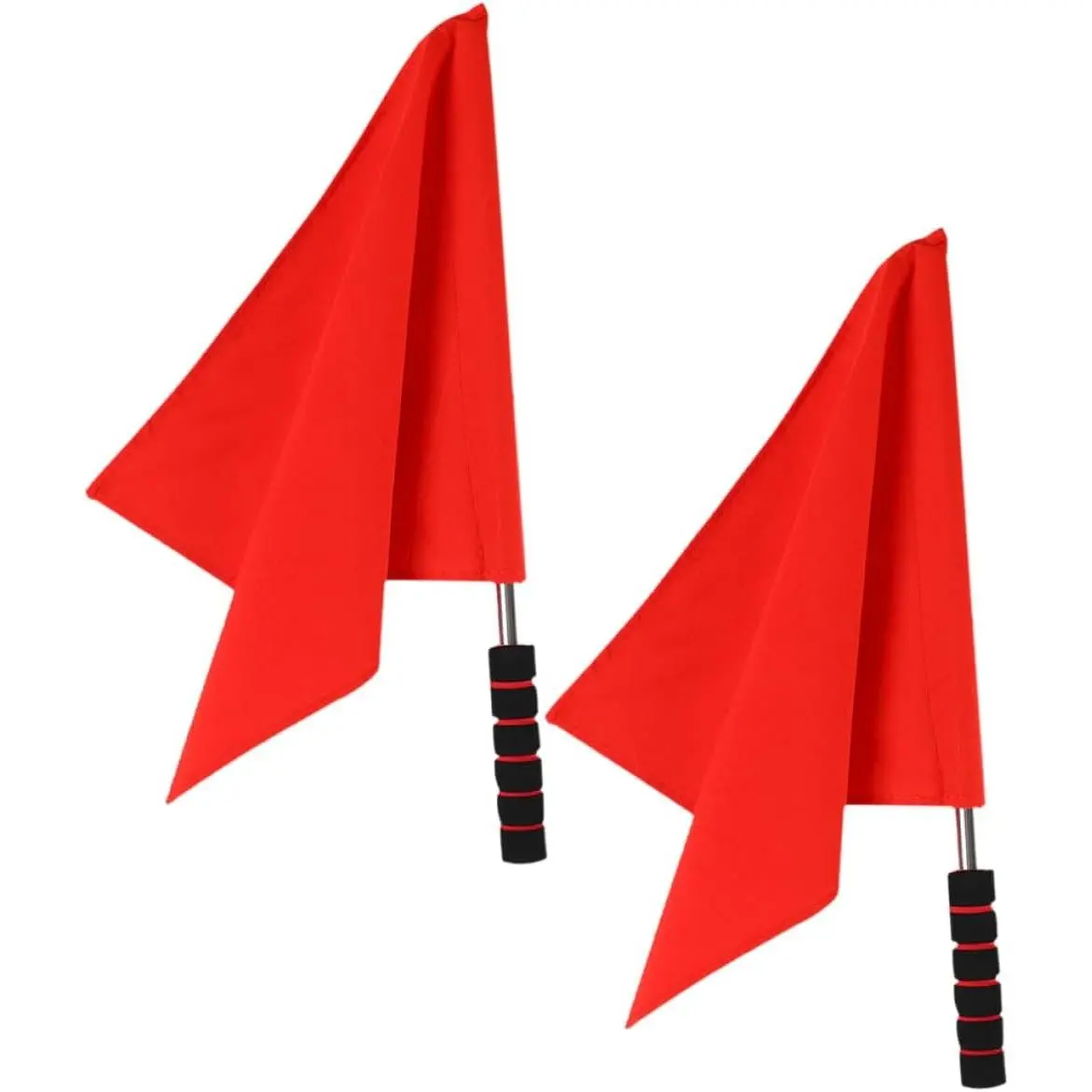 2Pcs Soccer Referee Flag Set, Handheld Signal Flags with Comfortable Sponge Handle, for Football Basketball Track and Field School Sports Training