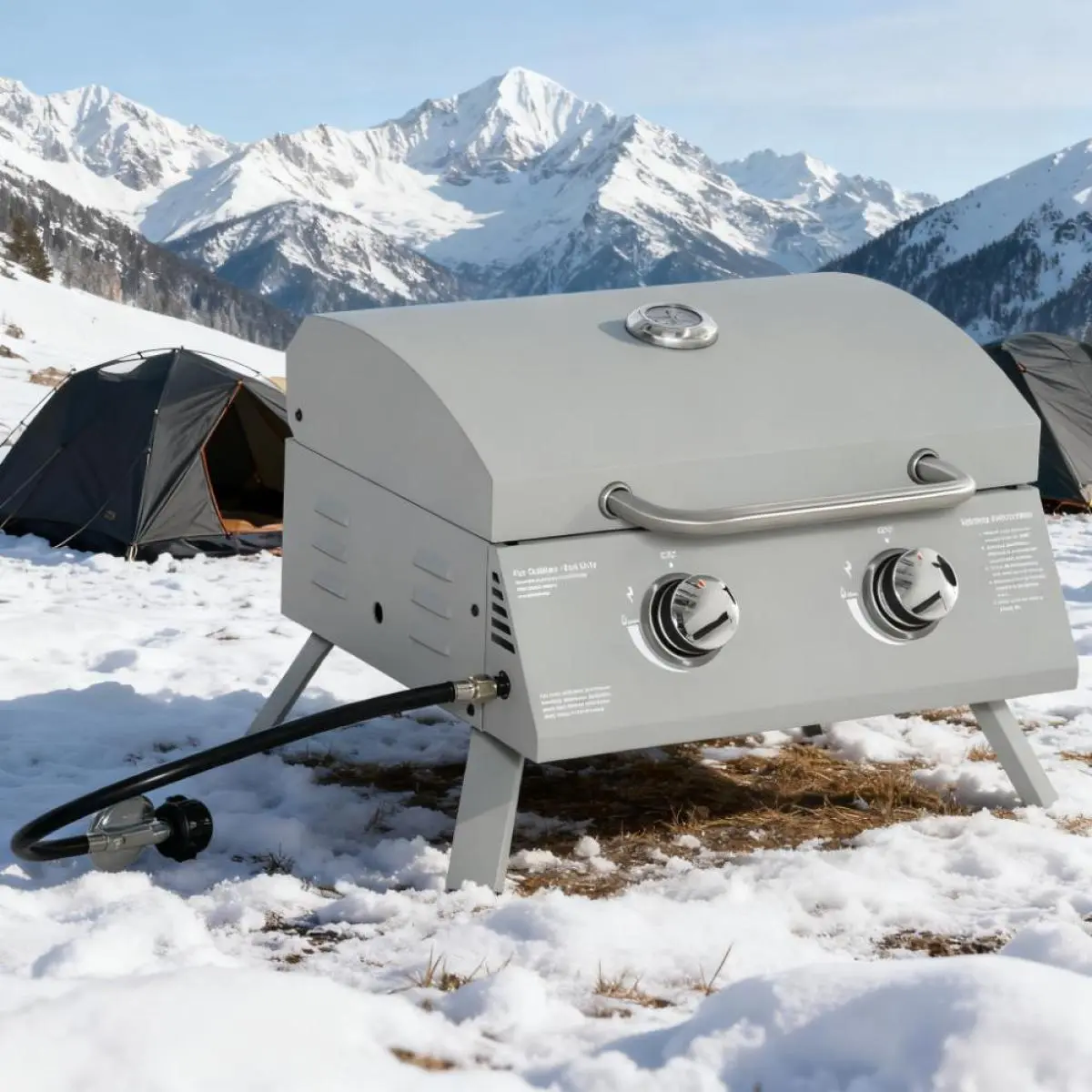Aobtkel21.75" Portable Grill with 2 Burners Camping  Charcoal BBQ On-Site