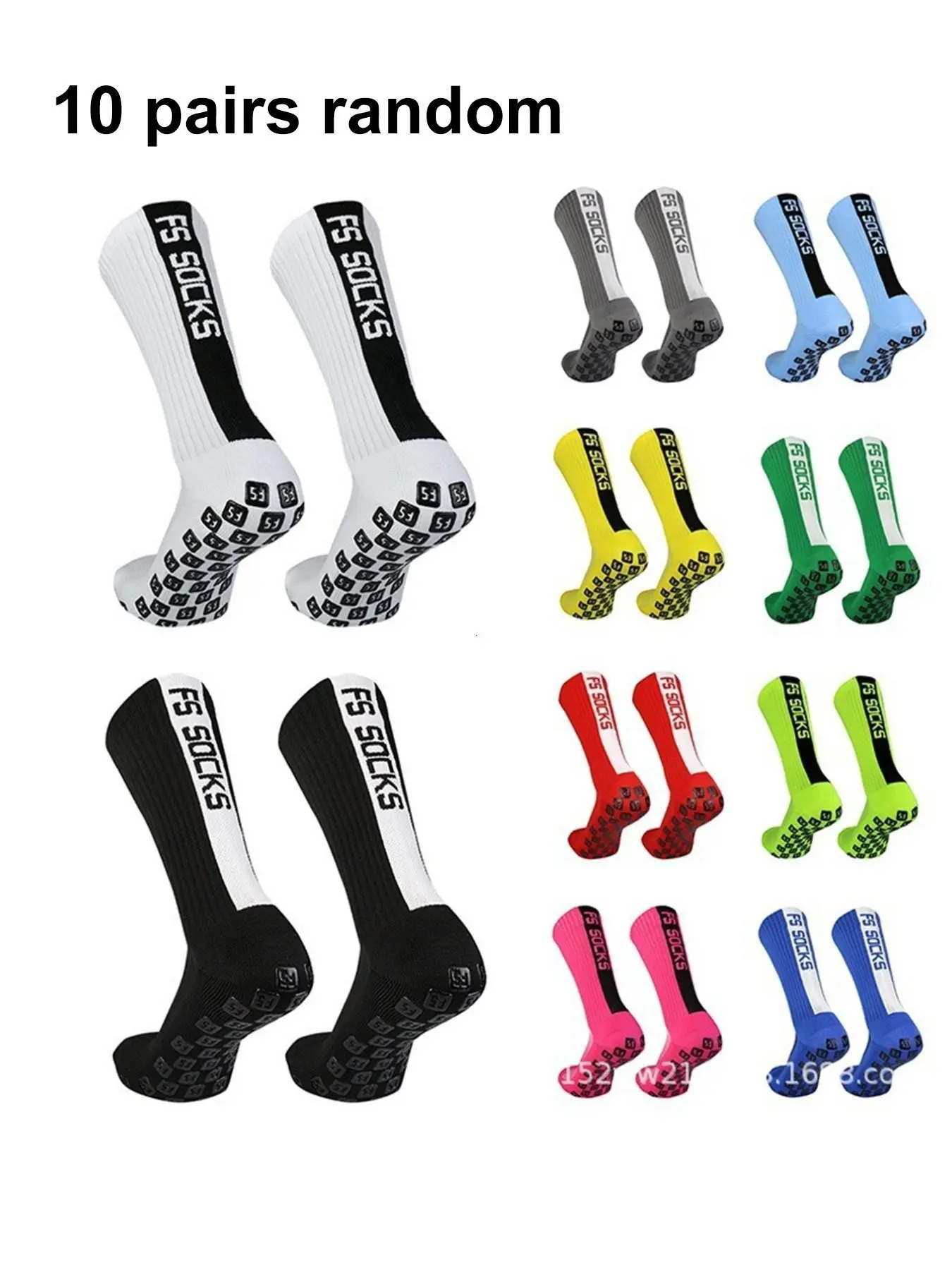 10 Pairs Fs Football Socks for Men, Thick Towel Bottom Sweat-Wicking, Anti-Slip Medium Calf Socks, Soft Breathable Outdoor Sports Socks