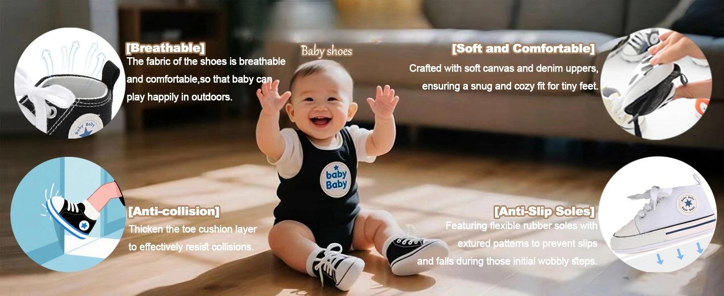 Unisex Baby Girls Boys Canvas High-top Shoes, Newborn Infant Anti-Slip Soft Sole Frist Walking Breathable Sneakers Unisex Baby Girls Boys Canvas High-top Shoes, Newborn Infant Anti-Slip Soft Sole Frist Walking Breathable Sneakers