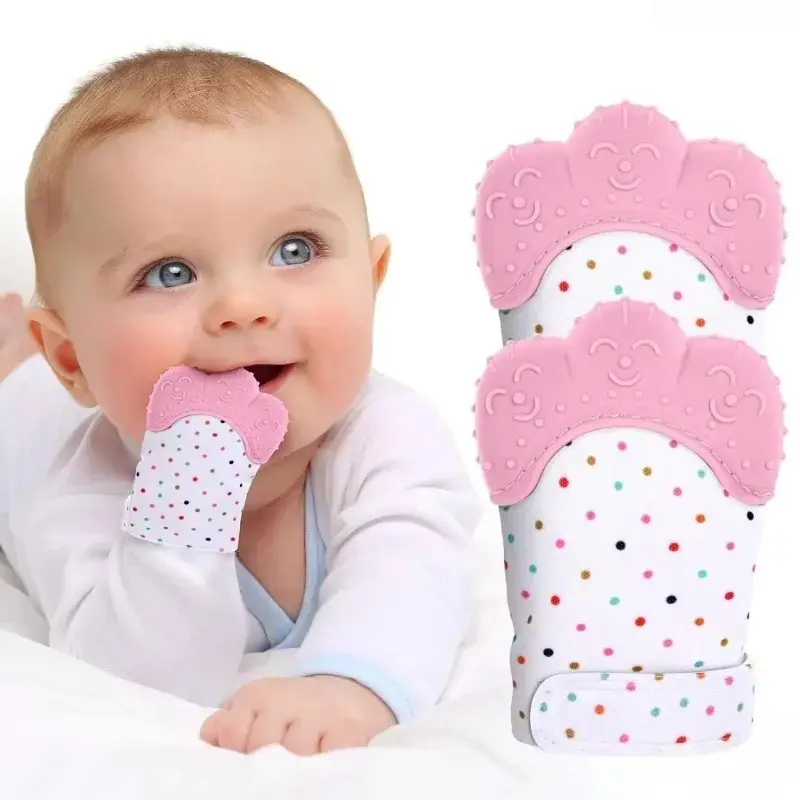 Unisex Baby Teethers, Fashion Silicone Mitten for Everyday Soothing Gum Pain Relief and Anti-Scratch Protection, Party, Pvc