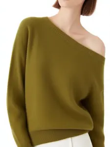 Women's Casual Knitted Sweater, Knitwear, Long Sleeve Drop Shoulder Design, Fall & Winter Fashion, Soft Comfortable Fit for Daily Wear, Tops
