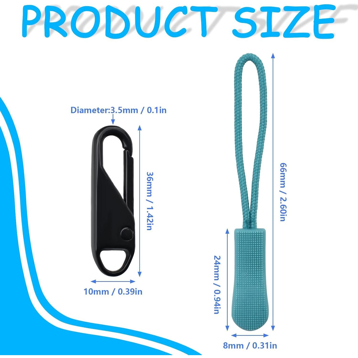 28 count Zipper Pull Replacement Kit - Detachable Zipper Cord Extension Fastener Metal Slider Replacement Fastener Nylon Rope for Luggage, Backpack, Jacket, Purse