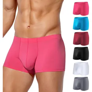 Men's Boxer Briefs, Sexy Silky Breathable Ice Silk Mens Trunks Underwear, Underwear for Men 6 Pack