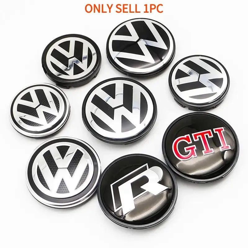 4 Pieces 55mm & 65mm Car Wheel Center Caps, Vw Logo Emblem HUB Covers, Fits Volkswagen R Gti Golf Caddy Passat Tiguan Polo Accessories, Vehicle Decoration