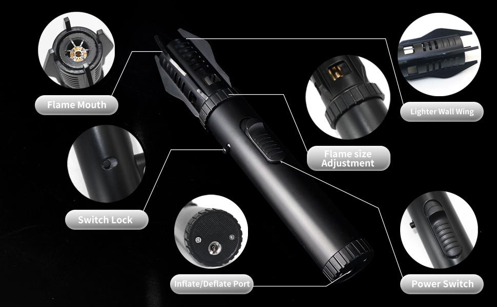 Torch Lighter, Bright Fire Lighter with Safety Lock and Adjustable Red/Blue Flame, Refillable Butane Gas Windproof Jet Flame Cool Lighters, for Candles Campfires BBQ Baking, Camping, Gift(Butane Gas Not Included) Torch Lighter, Bright Fire Lighter with Safety Lock and Adjustable Red/Blue Flame, Refillable Butane Gas Windproof Jet Flame Cool Lighters, for Candles Campfires BBQ Baking, Camping, Gift(Butane Gas Not Included)