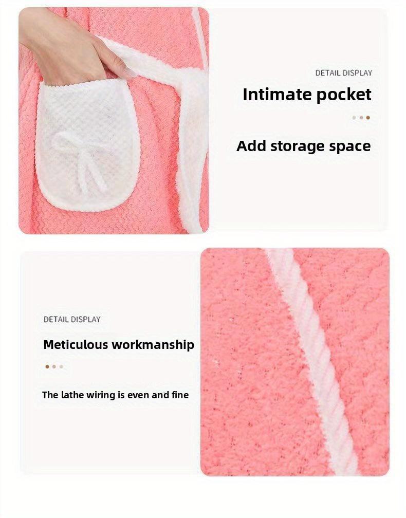A Super Absorbent, Quick-drying, Wearable Bath Towel. This Adorable and Soft-style Home Bathrobe Is Skin-friendly and Breathable. It Can Be Worn Instantly After Showering Without Sticking to the Body, and It Doesn't Shed Lint. Comfortable and Warm